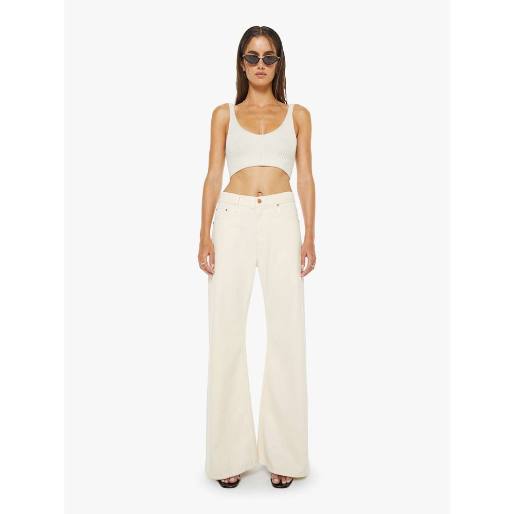 MOTHER SNACKS! The Lemon Twist Sneak Wide Leg Jeans Natural Off White 31 NWT